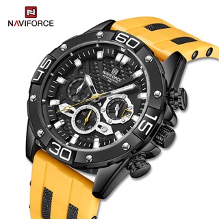 Naviforce NF8019T นาฬิกาข้อมือควอตซ์แฟชั่น สายซิลิโคน กันน้ํา สําหรับบุรุษ 2021