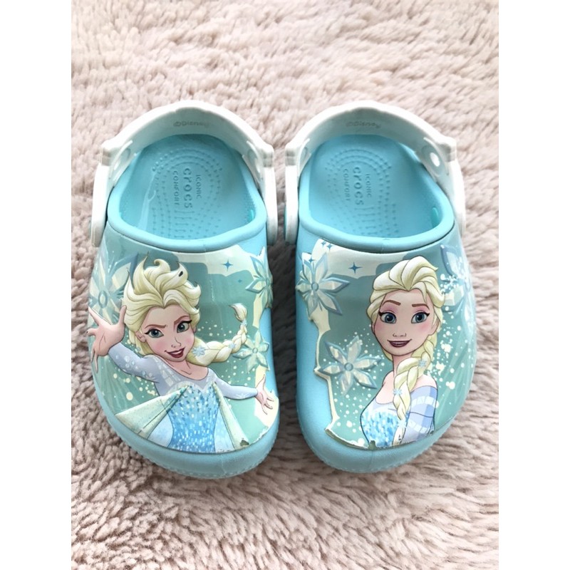 Crocs Frozen Elsa มีไฟ รองเท้าลำลองเด็กผู้หญิง ของแท้ มือสอง สภาพนางฟ้า