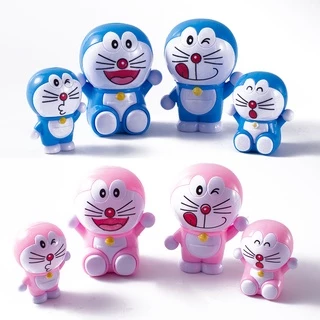 4ชิ้น/สีชมพูโดราเอมอนเค้กตกแต่งเครื่องประดับหุ่นยนต์แมวบินกริ๊งแมวอุปกรณ์เบเกอรี่เด็กโปรดการ์ตูนตกแต่งเค้ก