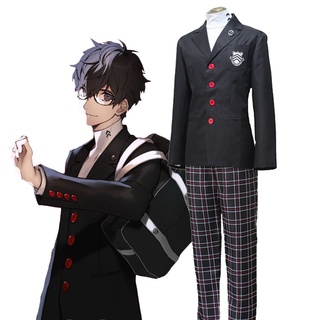 ชุดคอสเพลย์ เกม Persona 5 Akira Kurusu P5 Ren Amamiya สําหรับผู้ชาย และผู้หญิง Game Persona 5 Akira Kurusu Cosplay Costume P5 Ren Amamiya Full Set School Uniform Mens Suits Halloween Unisex Blazer Outfit