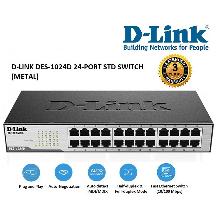 #Switch24Port #DLINKDES1024D #ออฟฟิศขนาดกลาง #FullDuplex #AutoMDIMDIX