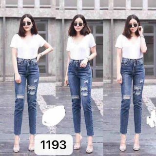 G.D.Jeans รุ่น 1193#กางเกงยีนส์ผ้าด้านทรงบอยสีฟอกสะกิดขาด 🐬💦