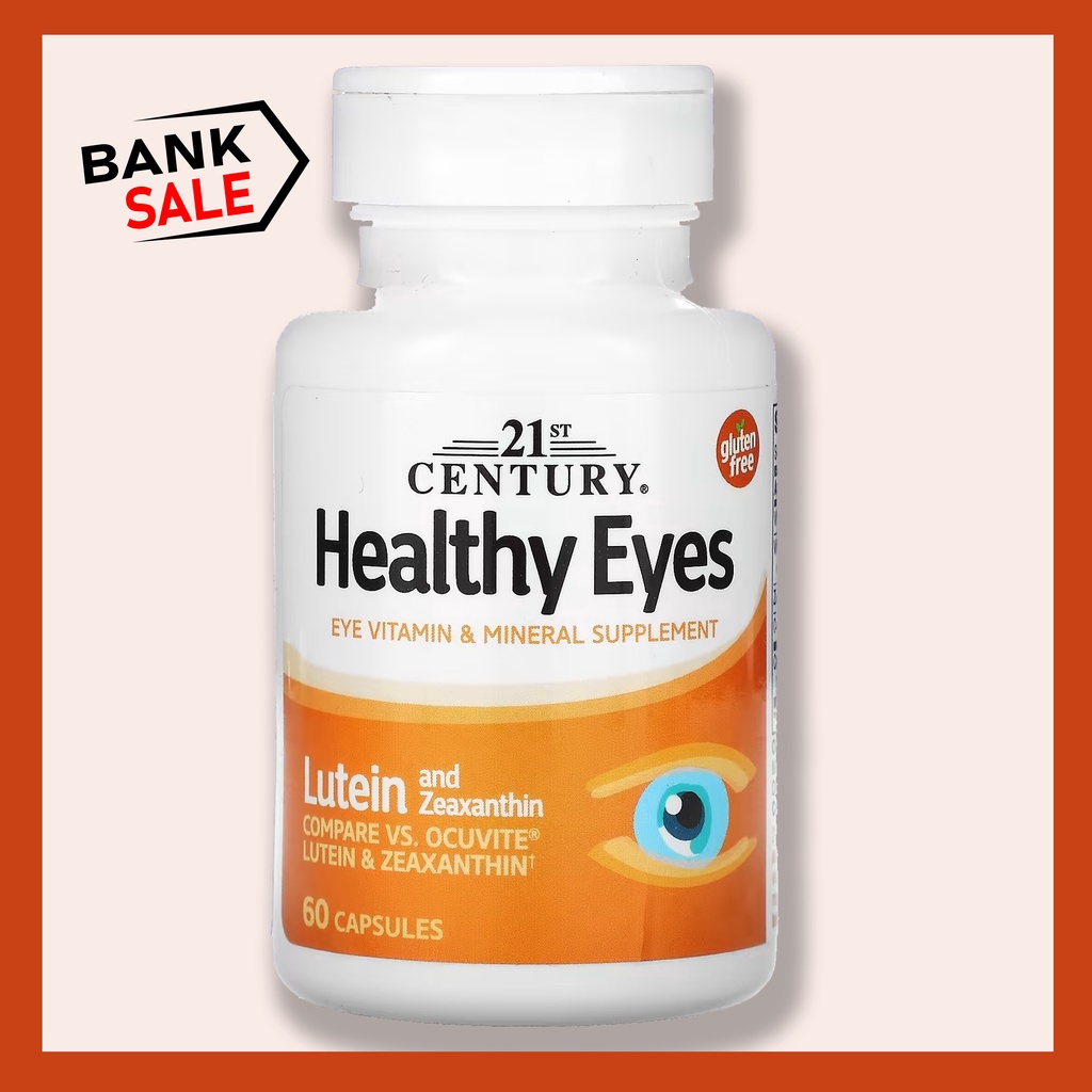📢พร้อมส่ง 🔔  21st Century, Healthy Eyes, Lutein &amp; Zeaxanthin, 60 Capsules      ( ขวดสีเหลื่องอมส้ม )