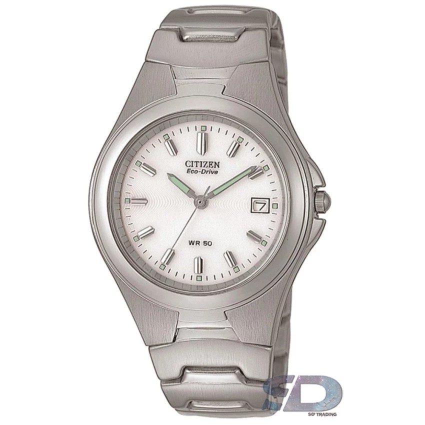 CITIZEN Eco-Drive นาฬิกาข้อมือผู้ชาย รุ่น BM0530-58A - Silver/Soft White สายหนา