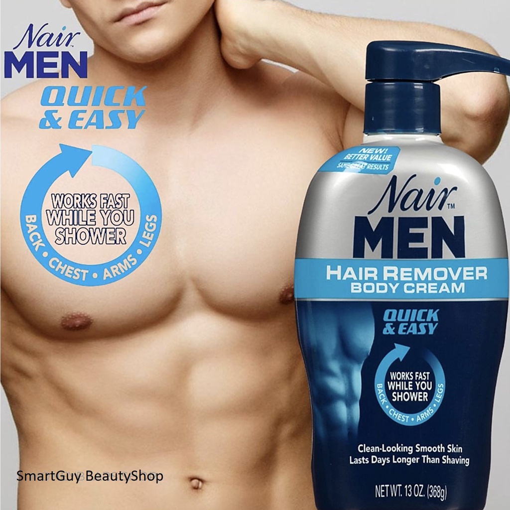 Hair Removal Cream & Wax 1790 บาท Nair Hair Remover for Men Hair Remover Body Cream 368g ครีมกำจัดขนบริเวณร่างกายสูตรพิเศษสำหรับผู้ชายจากต่างประเทศ Beauty