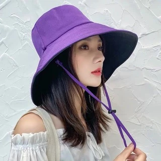 MOJU หมวกบักเก็ต Bucket สีพื้น ใส่ได้ 2 ด้าน หมวกมีเชือกรัดคาง หมวกแฟชั่น