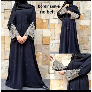 ใหม่ abaya Gamis Black Maxi Dress Saudi Arabia เย็บปักถักร้อย Zephy Tille Umrah เย็บปักถักร้อย sonia Tille โดย safryna ขายส่ง abaya