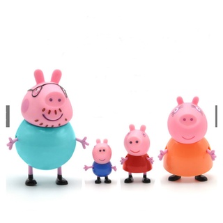 ฟิกเกอร์ Peppa pig George pig Family Pack Dad Mom ของเล่นสําหรับเด็ก 4 ชิ้น