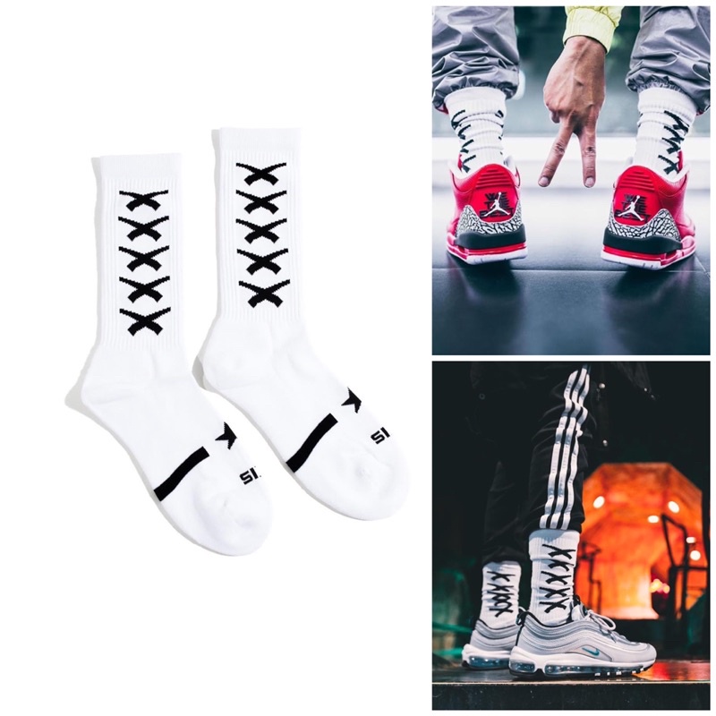 SLUM LTD - Cross Repeat Sock White