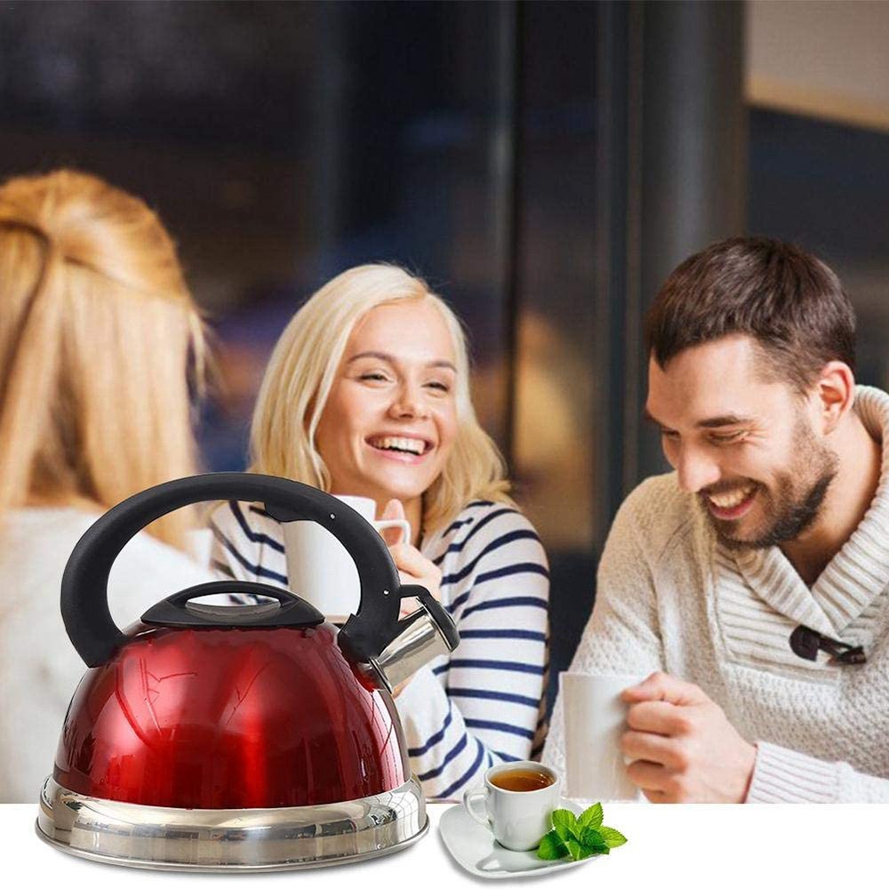 3L Stainless Steel Whistling Tea Kettle Tea Pot with Heat-Proof Handle ...