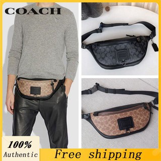 ของแท้ 💯%Coach F40345 กระเป๋าคาดเอวกีฬาลำลองผู้ชาย, กระเป๋าสะพายข้าง, กระเป๋าคาดเอวกันน้ำ