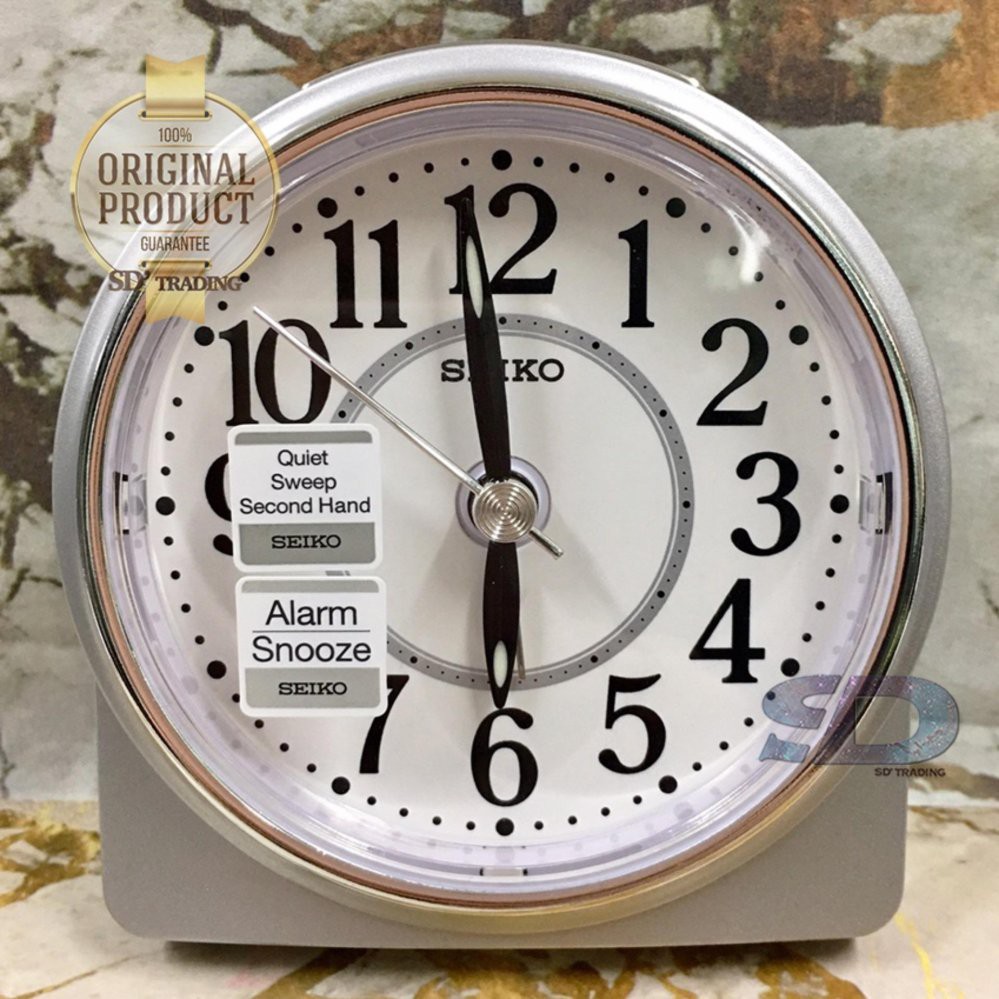 SEIKO นาฬิกาปลุก Alarm Clock (Snooze) QHE137S - สีบอร์นเงิน