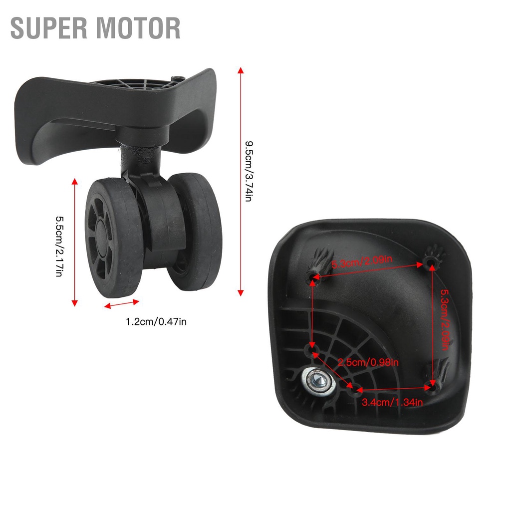 Super Motor 1 Pair Black Luggage Suitcase Caster Swivel Universal Wheel Nylon for Repair Replacement