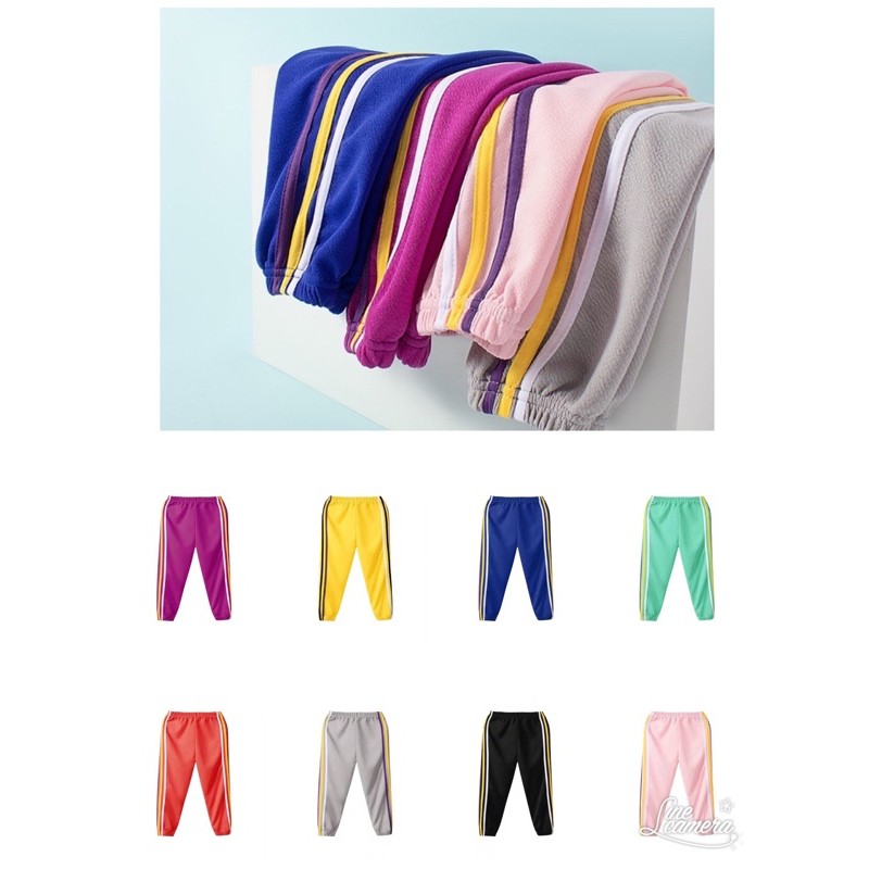 *พร้อมส่ง*Babykidsกางเกงเด็กขายาวกันได้ทั้งแดดและยุงเป็นกางเกงขาจั๊มแถบข้าง3เส้นมีทั้งหมด8สีให้เลือก