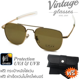 SKYMASTER VINTAGE GLASSES แว่นตากันแดด รุ่น AO8054-กรอบทอง/เลนส์ชา