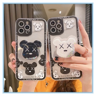 สีดำ สีขาวViolent Bear พร้อมขาตั้งเคสไอโฟน7พัส for เคสไอโฟน 11 13 12promax xr xs max 7plus case iPhone8plus เคสไอโฟน13 เคสไอโฟน12 โปร่งใส เคสi11 เคสi13 โปร เคสไอโฟน