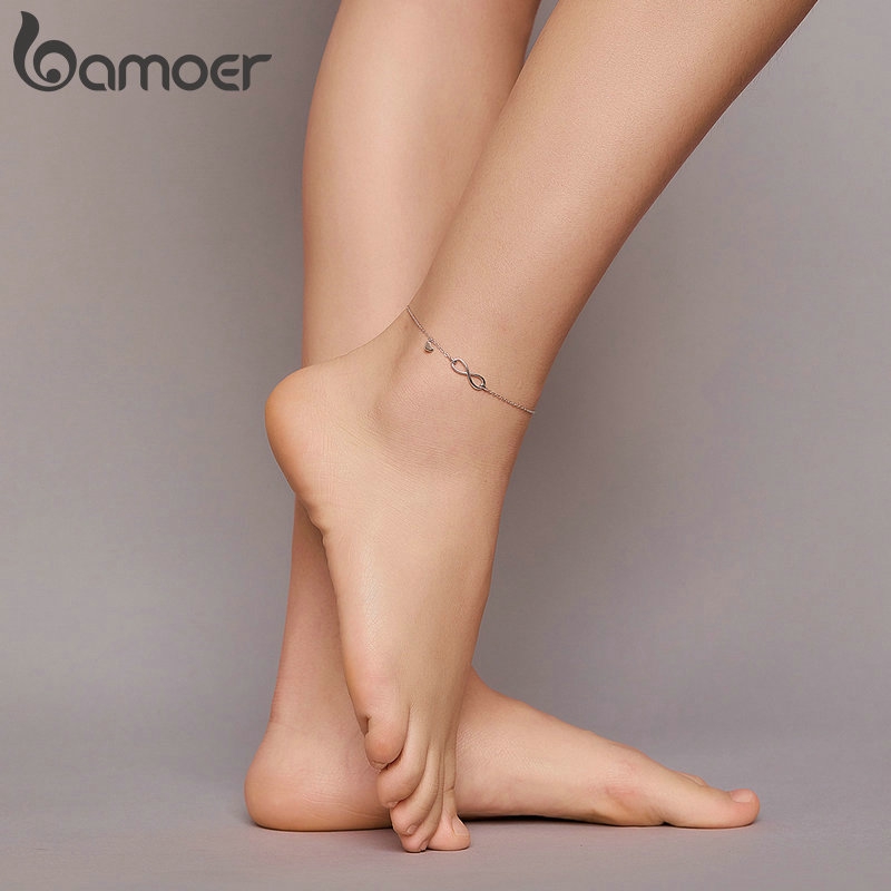 Bamoer สร้อยข้อเท้าเงิน 925 กันแพ้ เครื่องประดับ รูปที่ 2
