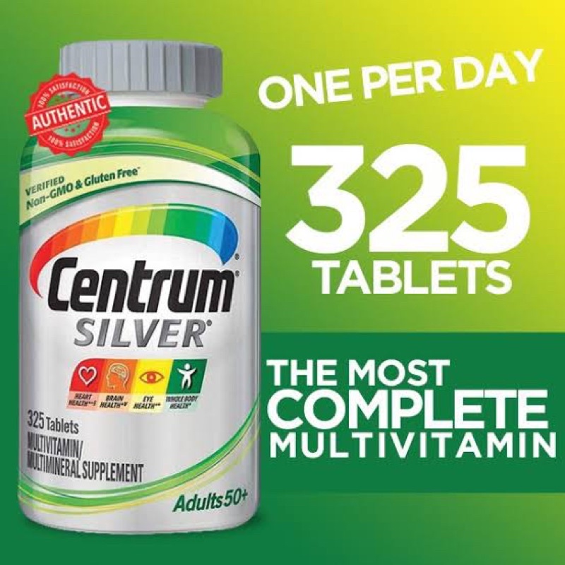 🙆🏻‍♂️🙆🏻‍♀️🥇✔️Centrum Silver 50+🤷🏻‍♂️🤷🏻‍♀️🩲🧩✨(EXP: 07/2023) ขนาด 325 เม็ดสำหรับวัยทองอายุ 50 ปีขึ้นไปทานได้ทั้งชายและหญิง