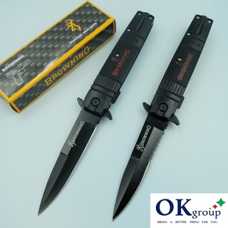 OKgroup NB022-FULL/SAW มีดพับ มีดเดินป่า มีดสวย มีดพก มีดพับพกพา มีดแคมป์ปิ้ง ขนาด21ซม Stainless steel พร้อมระบบดีดใบมีด