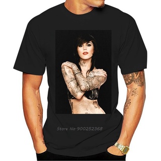 เสื้อยืดผ้าฝ้ายพิมพ์ลายขายดี เสื้อยืดแขนสั้น ผ้าฝ้าย พิมพ์ลาย Kat Von D Tattoo สีดํา เหมาะกับของขวัญวันเกิด สไตล์ฮาราจูก