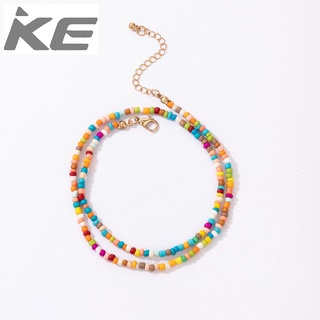 Bohemia Colored Rice Beads MultiAnklet Beaded Double Anklet for girls for women low price