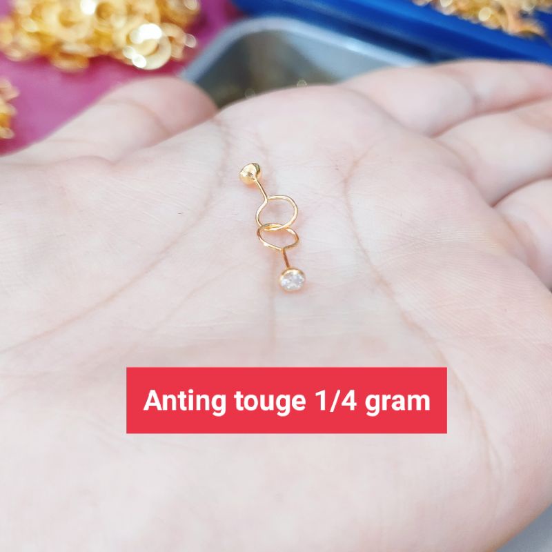TOUGE CHILDRENS EARRINGS 1/4 GRAM ของแท้ 925 SILVER GOLD PLATED