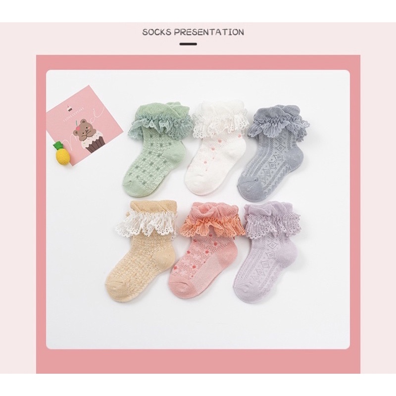 [พร้อมส่ง]ถุงเท้าเด็กหญิง ถุงเท้าลูกไม้ลายจุด สำหรับเด็กอายุ 0-5 ปี น่ารักมาก สีหวานน่ารัก แฟชั่นสไตล์เกาหลี ราคา ถูกที่สุด ดีลบีเคเค แกลเลอรีภาพที่ 4