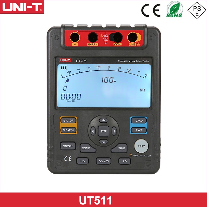 Uni-t เครื่องทดสอบความต้านทานดิจิทัล โอห์มมิเตอร์ โวลต์มิเตอร์ UT511 โอห์มต่ํา 1000V 10Gohm