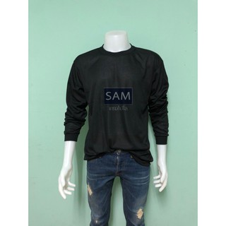 sampoloเสื้อยืดคอกลมแขนยาว สีดำ-Black