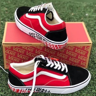 รองเท้าผ้าใบ Vans Old Skool-Vans Off the wall ลาย แดงดำ มีไซส์ 36-44 [ส่งไว EMS]