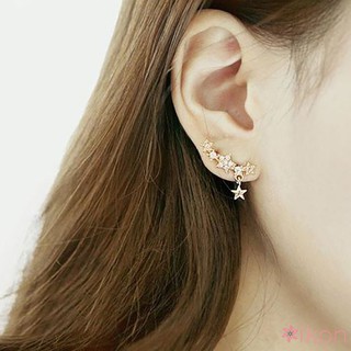 ต่างหูแบบติดหูแฟชั่นสตรีจี้ดาวตกแต่ง rhinestone