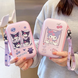 น่ารัก Kuromi Creative Coin Pack กระเป๋ากุญแจ Powerbank Charger Box Pack หูฟัง กระเป๋าเก็บพร้อมสายคล้องข้อมือ