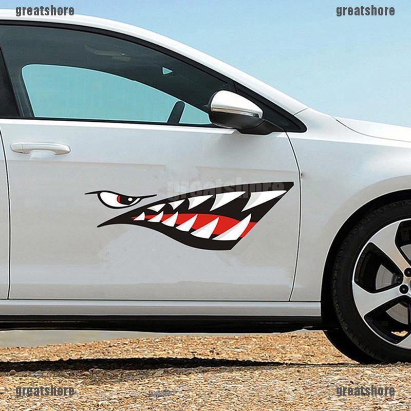 1 Pair Shark Teeth Mouth Vinyl Decal Stickers for Kayak Canoe Dinghy Boat