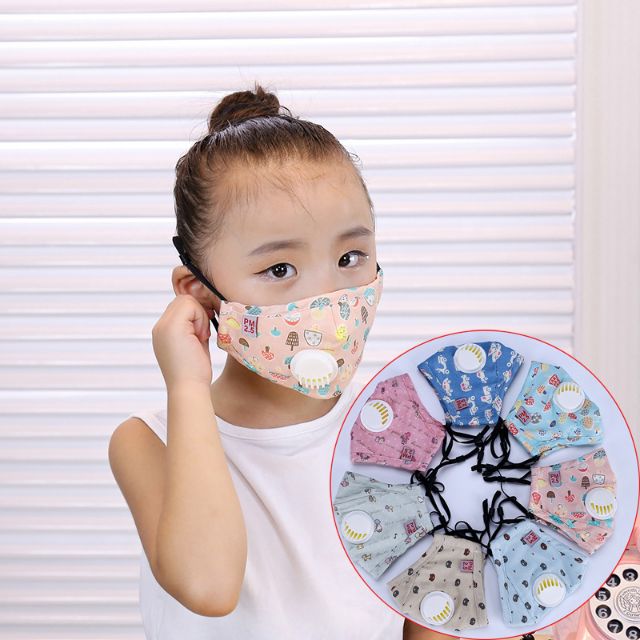 หน้ากากกันฝุ่น(เด็ก) 4-12 ปี pm2.5 มีวาล์ว มีช่องใส่แผ่นกรอง