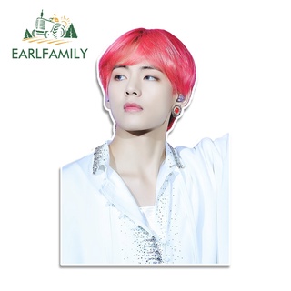 Earlfamily สติกเกอร์ไวนิล ลาย BTS V กันน้ํา สไตล์เกาหลี สําหรับติดตกแต่งรถยนต์ 13 ซม. x 9.2 ซม.