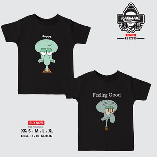 ROUND คอลูกเรือเสื้อยืด พิมพ์ลาย Karimake SPONGEBOB SQUIDWARD FEELING GOOD สําหรับเด็ก-4XL