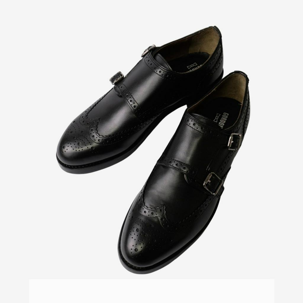 SUIT SELECT GORDON &amp; BROS Double Monk Strap Shoes (Black) รองเท้าหนังสีดำ