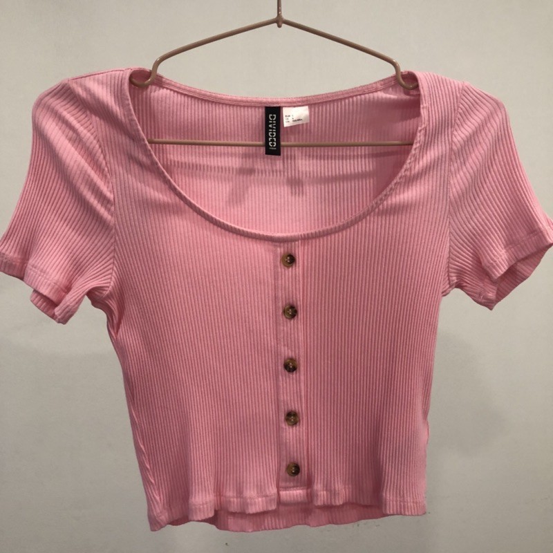 used h&amp;m pink crop top(size s)