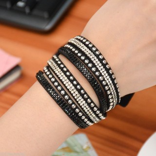 สร้อยข้อมือหนัง Drill Bling Bangle Korea Black