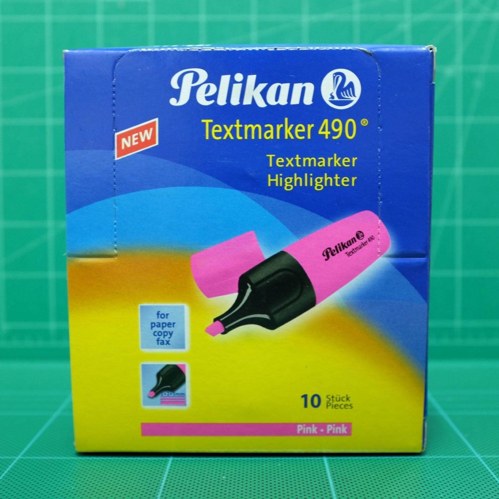 ปากกาเน้นข้อความ ไฮไลท์ สะท้อนแสง พีลีแกน Pelikan Textmarker 490 สีชมพู (1กล่อง/10ด้าม)