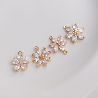 [Little Blue] จี้สร้อยคอ รูปดอกเดซี่ ชุบทองแดง 14K ประดับเพทาย ขนาดเล็ก