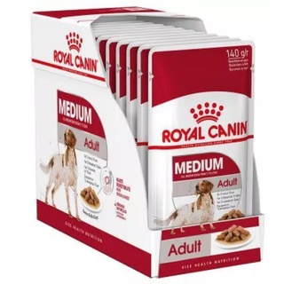 Royal Canin Medium Adult pouch อาหารเปียกสุนัข ขนาดกลาง อายุ 12 เดือน - 10 ปี กล่อง 140 กรัม ยกกล่อง 10 ซอง