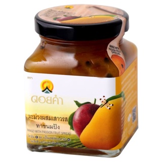 ✨ฮิตสุด✨ ดอยคำ มะม่วงผสมเสาวรสทาขนมปัง 220กรัม Doi Kham Mango with Passion Fruit Spread 220g