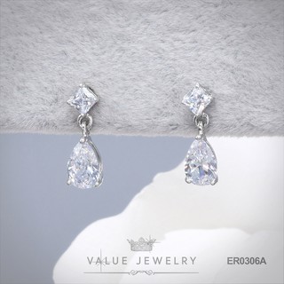 ต่างหูแป้น ประดับติ้งคริสตัล ทรงหยดน้ำ ขนาดเล็ก ตุ้มหู เครื่…