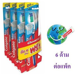 ว๊าว🍟 แปรงสีฟัน คอลเกต เอ็กตร้าคลีน ขนแปรงนุ่ม แพ็คละ 6 ด้าม Colgate Toothbrush Extra clean 6pcs/pack จัดส่งเร็ว🚛💨