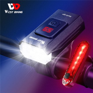 WEST BIKING ไฟฉาย LED 350LM ชาร์จ USB สําหรับติดด้านหน้ารถจักรยาน