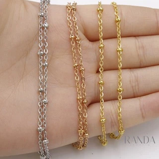 Randa สร้อยคอลายลูกปัด สีเงิน สีพิ้งโกล สีทอง สแตนเลสแท้ โดนน้ำหอม อาบน้ำ ออกกำลังกาย ลงทะเลได้ ไม่ลอก ไม่ดำ
