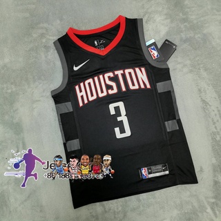 เสื้อกีฬาบาสเก็ตบอล Nba Houston Rockets สําหรับผู้ชาย #เสื้อกีฬาแขนสั้น ลายทีม Chris Paul 3 สีดํา