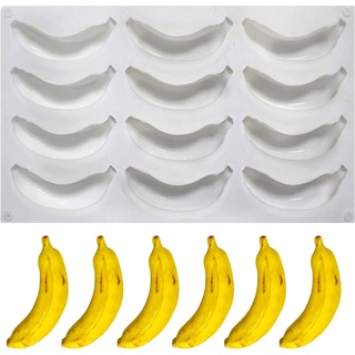 พิมพ์ซิลิโคน กล้วย 12 ช่อง (คละสี) 12 cavities banana shape 3d อย่างดี จึงสามารถสัมผัสกับอาหารได้