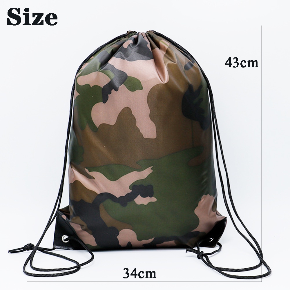 AUBREY1 Unisex Camouflage Drawstring Bag Fashion Oxford Bag Backpack Shoes Clothes Storage Riding Travel Small Outdoor Thicken Portable Sports Bag/Multicolor